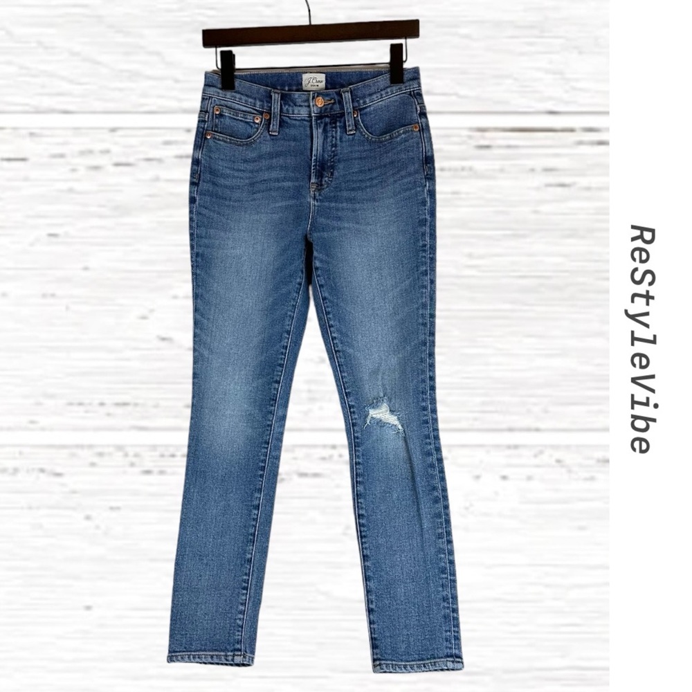 J. CREW Women’s Size 25 Denim Jeans 10” High Rise Toothpick Skinny Stretch Style